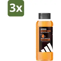 Adidas 3 x – Douchegel – Active Skin & Mind Energy Kick – 250 ml - Douchegel Mannen - Energiekick - Citroenolie - Hydratatie - Gevoelige Huid