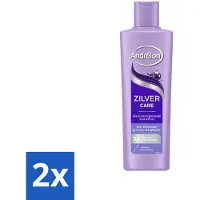 Andrélon 2 x – Shampoo – Zilver Care – 250 ml - Zilver Care Shampoo - Koele Haarkleur - Kleurcorrectie - Gele Tonen - Koperkleurige Tonen