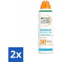 Garnier 2 x - Ambre Solaire - Mist Spray - Sensitive Expert+ - SPF 50+ - 150 ml - Zonnebrand - Zonnebescherming - Gevoelige Huid - SPF 50 - Mist Spray