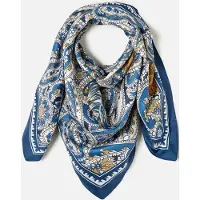 Damart - Omkeerbare sjaal met paisleyprint - Dames - Blauw - Taille Unique