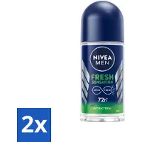 Nivea 2 x MEN - Deodorant Roller - Fresh Sensation - 50 ml - Anti-transpirant - Frisheid - Geur - Huidbescherming - Mannelijke Geur