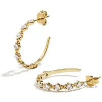 Yehwang Kyra - Hoop Oorbellen - Strass - Stainless Steel - - Goud