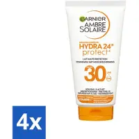 Garnier 4 x - Ambre Solaire - Zonnebrandcrème - Hydra 24H Protect - SPF 30 - Reisformaat - 50 ml - Zonnebrandcrème - Zonnebescherming - SPF 30 - Hydratatie - Vitamine C