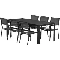 Ebuy24 Mirko tuinmeubelset tafel 90x200cm zwart 6 stoelen zwart.
