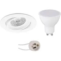 BES LED GU10 Inbouwspot Set - Mat Wit - Inbouw Rond - Kantelbaar - Pragmi Delton Pro - 4W - Warm Wit 3000K - Ø82mm