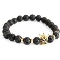 Ancient Wisdom Gouden kroon / lavasteen - edelsteen armband