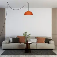 Bamyum Lipeo hanglamp, industriële Modern stijl, Ø26 cm, oranje metalen lamp
