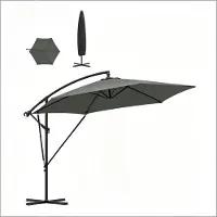 STILVORA Zweefparasol – Uv-Bescherming En Kantelbaar – 310 X 310 Cm – Metaal En Polyester – Donkergrijs – Voor Tuin, Terras En Zwembad