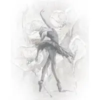 Whisper Fotobehang – Geschilderde Ballerina – Bloemen – Luxe Abstracte Kunst - Grijs Wit - Modern - Japandi - 2,12 x 2,70 M –