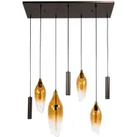 AnLi Style hanglamp, Cocoon pendel, 4+3 lampen, transparant bruin