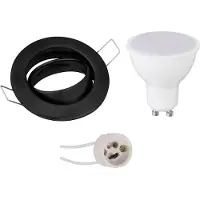 BES LED GU10 Inbouwspot Set - Mat Zwart - Inbouw Rond - Kantelbaar - 4W - Warm Wit 3000K - Ø82mm