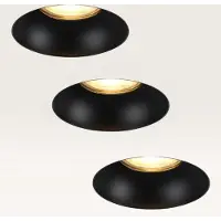 LUSENZ Set van 3 Trimless Inbouwspots Junaro nero - Inbouwdiepte 100mm - GU10-fitting - IP20 voor binnen - Zwart - Met doorlusbedrading