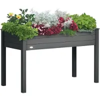 Outsunny Verhoogde Plantenbak - Hout - 122,5 x 56,5 x 76 cm - Grijs