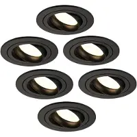 LEDVION - 6X LED Inbouwspot Tokyo - Zwart - Dimbaar - 3W - 2700K - Ø92 mm