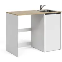 Vicco Wasmachinekast Viktor, Wit/Artisanaal eiken, 113.6 x 88.2 cm met wastafel en kraan