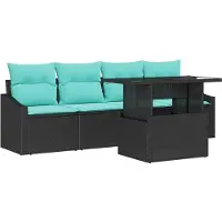 vidaXL Tuinbank Set 5 st 4-Aantal zitplaatsen Zwart en Blauw