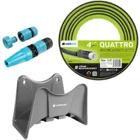 Cellfast Quattro-tuinslang 1/2" 15 m + -slanghouder (grijs) + set met Basic-sproeier 1/2"