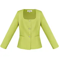Gimme Elegante Polyester Vrouwen Jas met Rechthoekige Halslijn - Groen - Maat M
