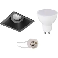 BES LED GU10 Inbouwspot Set - Mat Zwart - Inbouw Vierkant - Kantelbaar - Pragmi Zano Pro - 4W - Warm Wit 3000K - 93mm