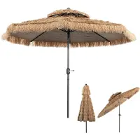 KOMFOTTEU Hawaiiaanse strandparasol - φ290 cm - stroparasol van PE - kantelbaar - parasol - voor tuin, balkon