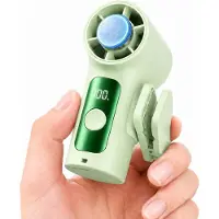 VHV - Handventilator - Mini ventilator - Clip ventilator - Draagbare ventilator - Oplaadbaar - 3000 mAh - Met LED display - Voor op reis, kantoor en onderweg - Groen