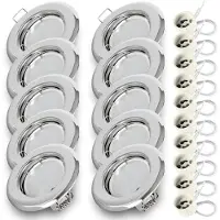 RADAM Kwazar Luminaire - Inbouwspot GU10 - LED-spot, plafondspot, inbouwspot - Inbouwframe rond met lamp GU10 7W neutraal wit 4000K - voor woonkamer, keuken, gang - RIK15 - Set X10 Zilver