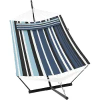 Happiq Hangmat met Standaard 366 cm - Geschikt 2 Personen met Kussen - voor tuin en strand - Koffiebruin