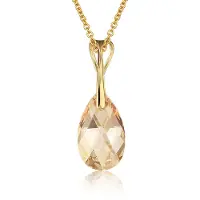 Montebello Ketting Pia DG410H - Swarovski Druppel - 925 Zilver Verguld - 16mm - 40cm