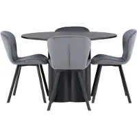 Ebuy24 Olivia eethoek eettafel zwart 4 stoelen grijs.