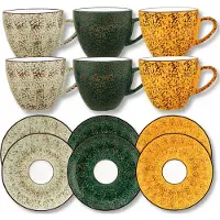 Wilmax ColorBoom Espressokopjes met Schotels (75ml, 11cm) - Set van 6