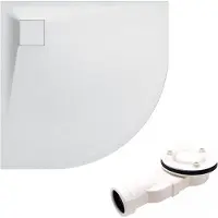 Badland Bad Land VIDAR douchebak - kwartrond - 80 x 80 x 3,2 cm - wit - met afvoerset