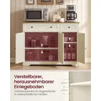 Vasagle Dressoir, Buffetkast met 4 Deuren en 2 Lades, Wit + Bruin / 106,8 x 40 x 80 cm (L x B x H)