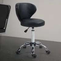 STILVORA Bureaukruk 54 x 45 x 88 cm - Draaibaar 360 Graden En In Hoogte Verstelbaar Met Rugleuning En Wielen - Voor Salon En Thuis - Kunstleer Zwart