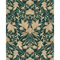 IXXI Morris Vintage Floral Damask Teal Gold, Bloomery Decor - 80 x 100 cm - Grote wanddecoratie en posters - Geometrische Kunst, Art Nouveau