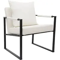 Happiq Fauteuil met Verstelbare Rugleuning – Scandinavische Relaxstoel met Kussen en Beschermende Armleuningen voor Woonkamer en Kantoor – Wit