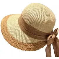 VHV -Dames Zonnehoed met Brede Rand - UPF 50+ UV Bescherming Strohoed - Elegante Strandhoed met Strik - Franse Stijl Zomerhoed voor Vakantie en Reis - Khaki