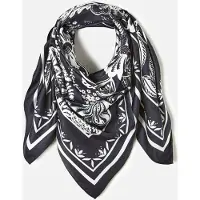 Damart - Vierkante sjaal met botanische print - Dames - Zwart - Taille Unique
