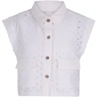 Like Flo Young gilet wit broderie Meisjes Katoen Klassieke kraag Effen - maat 140