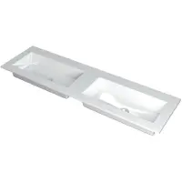 Ink Kraft Wastafel Dubbele Bak Zonder Kraangaten - 1600x450x10 mm - Glans Wit
