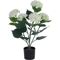 MCW Kunsthortensia -Q86, decoratieve plant, kunsthortensia, kunstplant, voor buiten, polyethyleen, 64x40x40 cm ~ wit