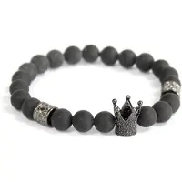 Ancient Wisdom Kristallen kroon / zwarte agaat - edelsteen armband