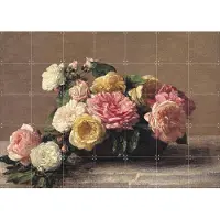 IXXI Roses in a Dish, Henri Fantin-Latour & Bridgeman Images - 140 x 100 cm - Gratis ophangtool - Grote wanddecoratie en posters - Klassiek, Realisme