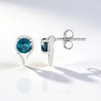 Cavill - Zilveren Oorbellen - 925 Sterling Zilver Rhodium - Petrol Kyaniet 1,197 ct Rond - Elegante Blauw Edelsteen Oorbellen - Nepalees Vakmanschap