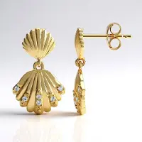 Cavill - Zilveren oorbellen met 0,097 ct ronde Zirkonia uit Tanzania - 925 Sterling Zilver - Verguld - Elegante kleine oorknopjes 18 mm