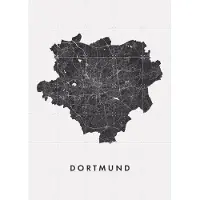 IXXI Dortmund City Map, Kunst in Kaart - 100 x 140 cm - Grote wanddecoratie en posters - Grafisch Ontwerp, Minimalisme, Abstract, Line art, Woonkamer