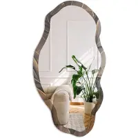Coloray Tropische Bladeren Spiegel - Bruin Rechthoekige Spiegel Met Modern Design - Organische Spiegel - Woonkamer - Modern - 45x90 cm - Totale afmeting 52x97 cm