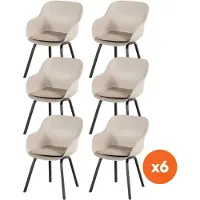 Hartman Set van 6 - Le Soleil Element dining armstoel - Soft Taupe/Black