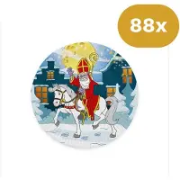 We Fiesta 88x Sinterklaas Bordjes 23cm FSC - Papieren Feestbordjes Sint te Paard - Pakjesavond Tafelservies