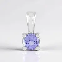 Cavill - Ronde Tanzaniet Hanger 0,46 ct - 925 Sterling Zilver - Platina Verguld - Elegante Blauwe Edelsteen - Sieraad voor Vrouwen