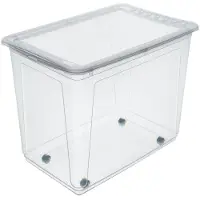 Keeeper opbergbox met wielen en Air Control systeem, 63 liter, 59 x 39 x 42 cm, Bert, Naturel (transparant)